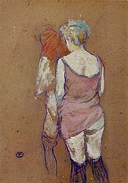 Two Half-Naked Women Seen from behind in the Rue des Moulins Brothel (1894), Henri Toulouse-Lautrec, Oil on cardboard (54 x 39 cm), Musee Toulouse-Lautrec, Albi