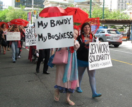 Sex workers marched with a police escort. PHOTO: Charlie Smith