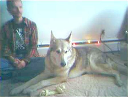 David with his dog Mel at Matthew's apartment, January 2006. Photo: M2