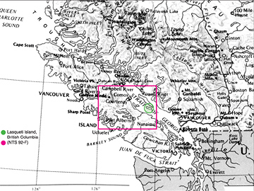 Lasqueti Island, Gazetteer Map