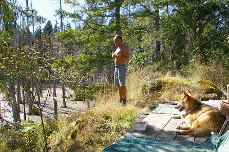 Molly and Andy look out off CB's front deck.