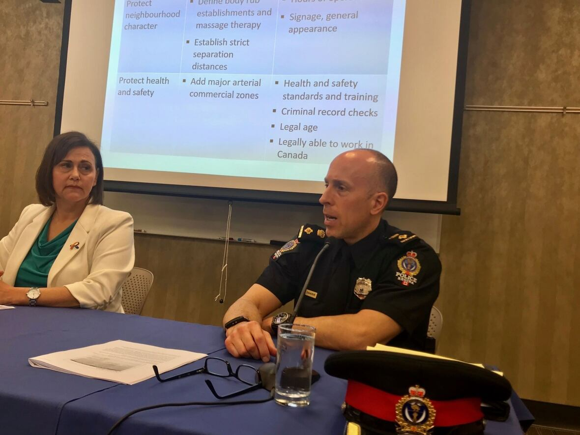 Regina Police Services Supt. Corey Zaharuk (right) and Diana Hawryluk, Regina's executive director of city planning and community development...