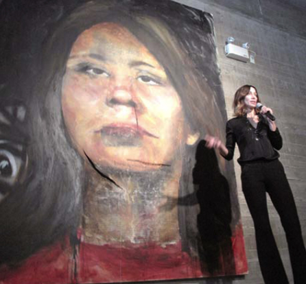 PAMELA MASIK unveiled her portrait of Mona Wilson, one of serial killer Robert Pickton's murder victims, yesterday in Gastown. DHARM MAKWANA, 24 HOURS