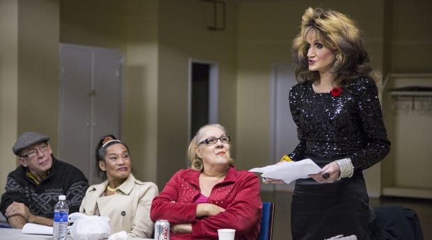 Fraser Doke, Gina Gonzales, project co-founder Jamie Lee Hamilton and Stephanie Blaze spoke at a public meeting for a sex worker memorial in the West End, Nov 4, 2015. PHOTO: James Loewen