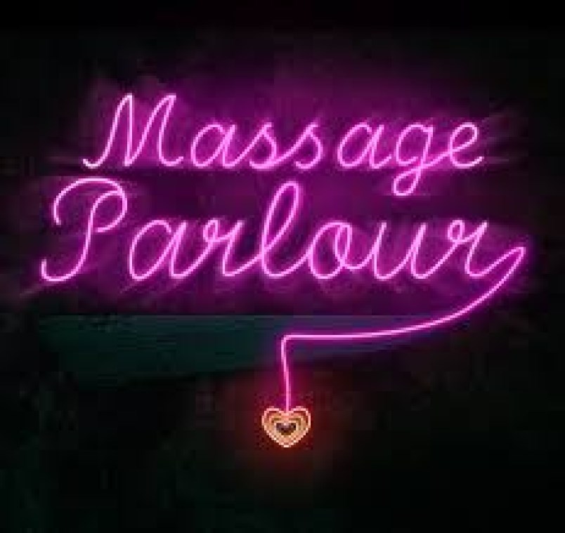 Massage parlour signage. Stock Photo
