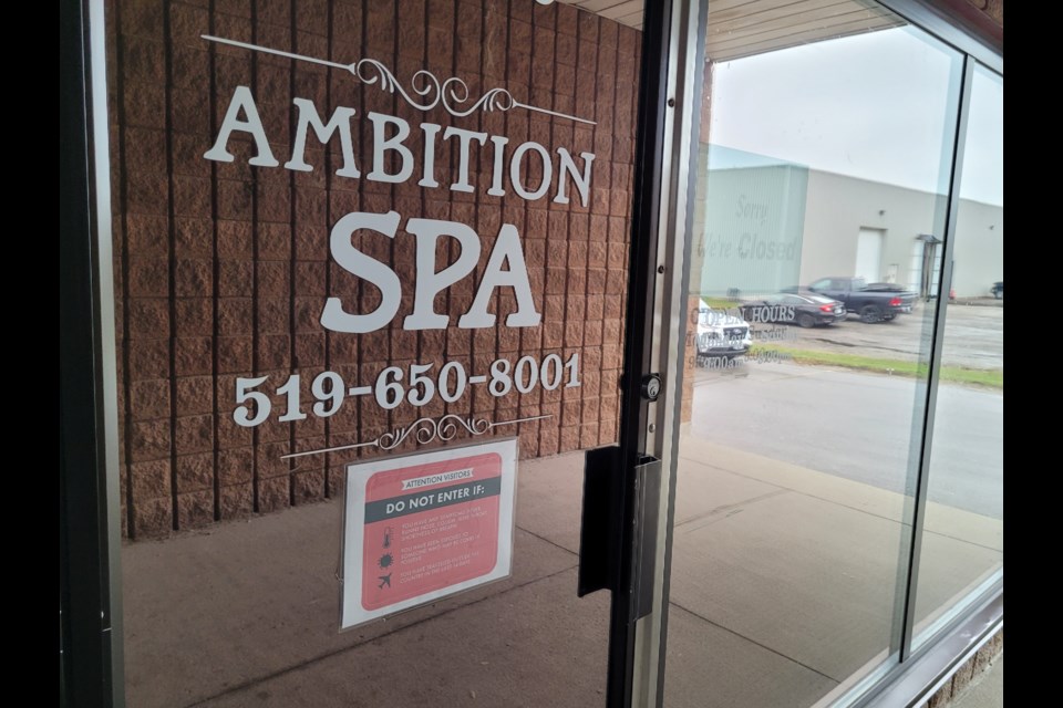 Ambition Spa in Cambridge was raided Thursday morning in relation to a human trafficking investigation. Photo: Doug Coxson/Cambridge Today