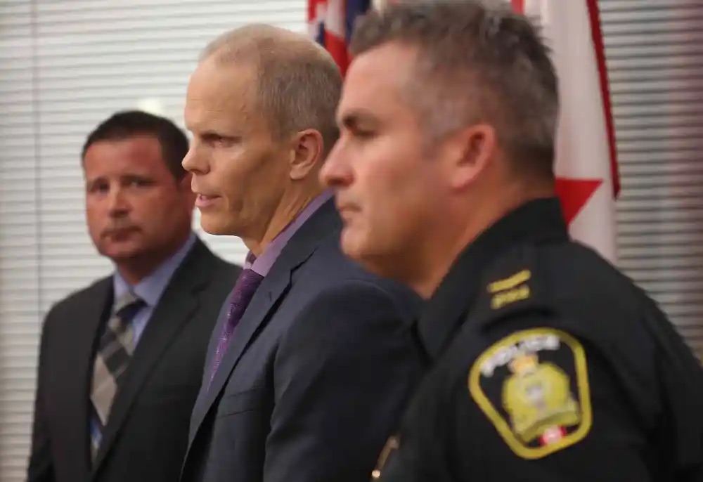 Acting Inspector Gene Bowers Winnipeg Police Service Counter Exploitation Unit (CEU) with Cam MacKid of CEU...