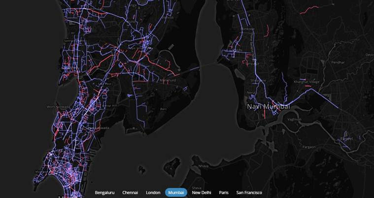 Blue roads named after men, pink roads named after women. Image source: mapbox.com