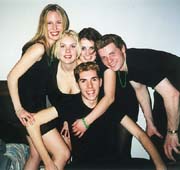 Organzas Dance Mates: Five Four O (known then as The Crew). Left to right: Nadine, Andi, Anna, Alex and Peter. Mr. & Ms Gay Bellingham Fundraiser, Bellingham, Washington. February, 1999.
