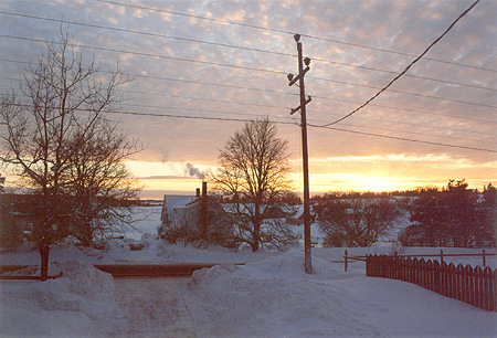 Sun fades Day's end.