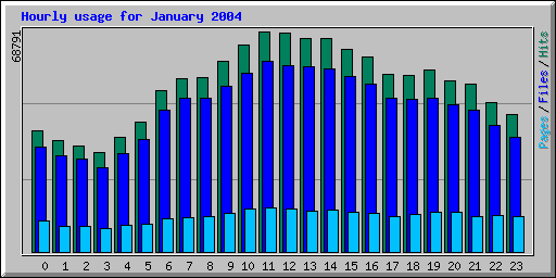 Hourly usage for January 2004