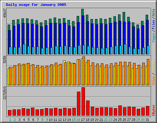 Daily usage for January 2005
