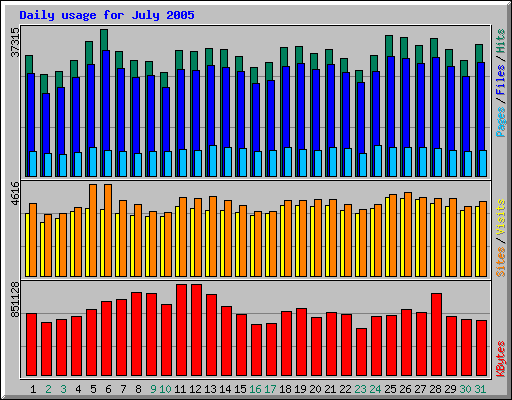 Daily usage for July 2005