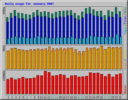 Daily usage for January 2007