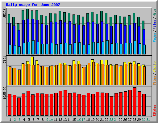 Daily usage for June 2007