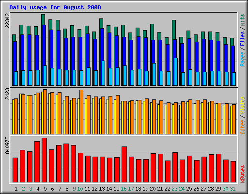 Daily usage for August 2008