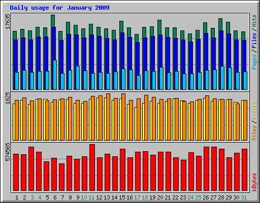Daily usage for January 2009