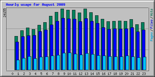 Hourly usage for August 2009